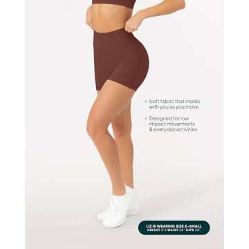 PAVOI ACTIVE Sculpting Shorts | High Waisted Butt Shaping 4" Women's Biker Low Impact Shorts | FlexFlow | X-Small, Chocolate