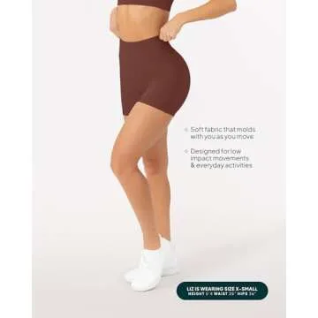PAVOI ACTIVE Sculpting Shorts | High Waisted Butt Shaping 4" Women's Biker Low Impact Shorts | FlexFlow | X-Small, Chocolate