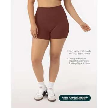 PAVOI ACTIVE Sculpting Shorts | High Waisted Butt Shaping 4" Women's Biker Low Impact Shorts | FlexFlow | X-Small, Chocolate