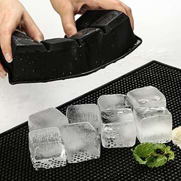 Froz Silicone Ice Cube Trays 2 Pack - Makes 8 Big 2 Inch Square Ice Cubes for Whiskey and Cocktails ...