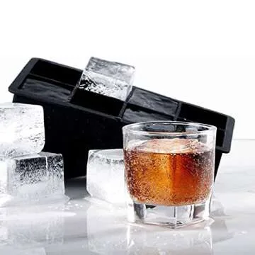 Froz Silicone Ice Cube Trays 2 Pack - Makes 8 Big 2 Inch Square Ice Cubes for Whiskey and Cocktails - Large King Size Mold for Freezer