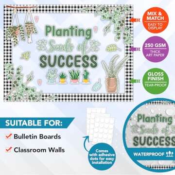 Decorably 62 Pcs Cutouts Plant Bulletin Board Decorations Set with Borders, Plant Classroom Decor - ...