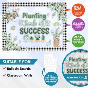 Decorably 62 Pcs Cutouts Plant Bulletin Board Decorations Set with Borders, Plant Classroom Decor - ...