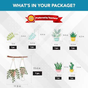 Decorably 62 Pcs Cutouts Plant Bulletin Board Decorations Set with Borders, Plant Classroom Decor - School, Homeschool