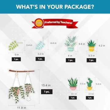 Decorably 62 Pcs Cutouts Plant Bulletin Board Decorations Set with Borders, Plant Classroom Decor - School, Homeschool