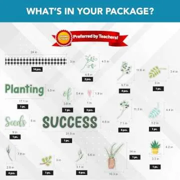 Decorably 62 Pcs Cutouts Plant Bulletin Board Decorations Set with Borders, Plant Classroom Decor - School, Homeschool