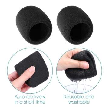 Piriuuo 2 Pcs Microphone Covers Foam, Soft Mic Covers for Microphones Microphone Windscreen Foam Mic Covers for Microphones Microphone Foam Covers Protection for Handheld Microphone (Black)