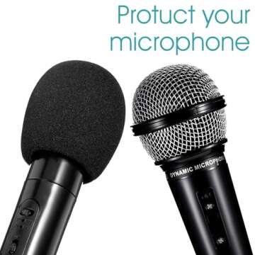 Piriuuo 2 Pcs Microphone Covers Foam, Soft Mic Covers for Microphones Microphone Windscreen Foam Mic Covers for Microphones Microphone Foam Covers Protection for Handheld Microphone (Black)