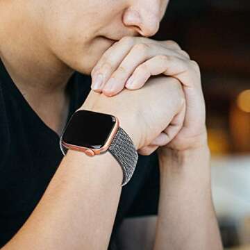 Doasuwish Stretchy Nylon Solo Loop Bands Compatible with Apple Watch 44mm 40mm 42mm 38mm,Adjustable ...