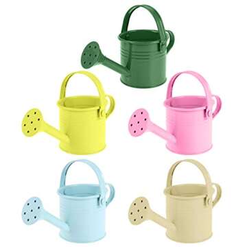 Hemoton Metal Watering Can, 5pcs Simple Kids Watering Can, Children Garden Watering Bucket Iron Watering Tin Can Sprinkling Kettle for Garden Plants Flower 5.9x2.95x2.95 in (Mixed Color)