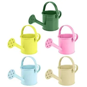Hemoton Metal Watering Can, 5pcs Simple Kids Watering Can, Children Garden Watering Bucket Iron Watering Tin Can Sprinkling Kettle for Garden Plants Flower 5.9x2.95x2.95 in (Mixed Color)