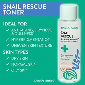 Peach Slices | Snail Rescue Blemish Busting Toner | 95% Snail Mucin | Pore Cleaner | Hydrates & Bala...