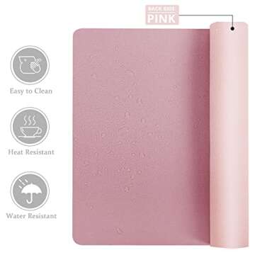 Aothia Double-Sided Desk Pad, Large Mouse Pad, Office Desk Mat, Non-Slip PU Leather Desk Blotter, La...