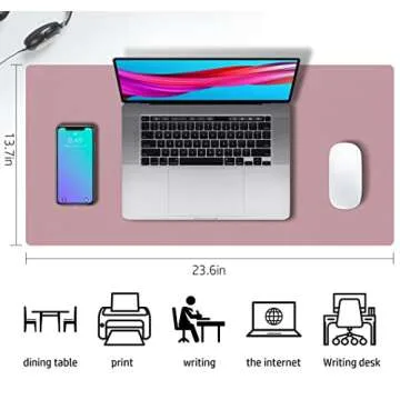 Aothia Double-Sided Desk Pad, Large Mouse Pad, Office Desk Mat, Non-Slip PU Leather Desk Blotter, Laptop Desk Pad, Waterproof Desk Writing Pad for Office and Home(Purple, 23.6" x 13.7")