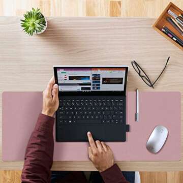 Aothia Double-Sided Desk Pad, Large Mouse Pad, Office Desk Mat, Non-Slip PU Leather Desk Blotter, Laptop Desk Pad, Waterproof Desk Writing Pad for Office and Home(Purple, 23.6" x 13.7")