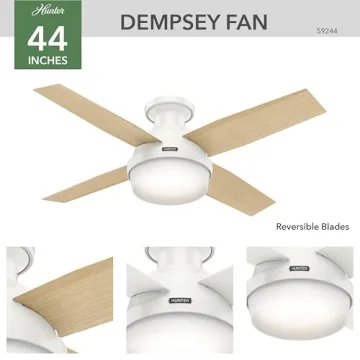 Hunter 59244 Dempsey Ceiling Fan Fresh White Modern Elegance