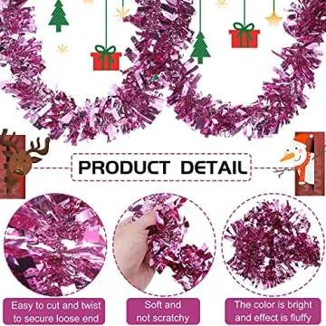 Dingion 59 Feet Christmas Tinsel Garland for Festive Decor
