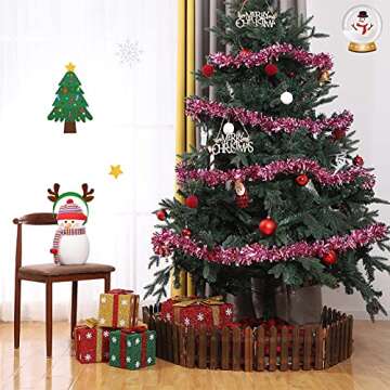 Dingion 59 Feet Christmas Tinsel Garland Metallic Twist Garland Ornaments Hanging Glitter Xmas Garland for Christmas Tree Indoor Outdoor Decoration Party Supplies