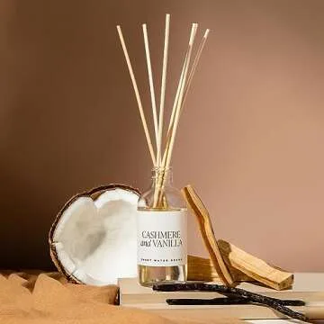 Sweet Water Decor Cashmere and Vanilla Reed Diffuser Set - Cashmere, Sandalwood, Milky Coconut, Bour...