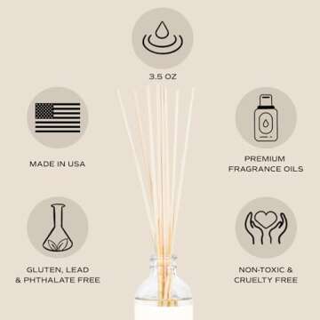 Sweet Water Decor Cashmere and Vanilla Reed Diffuser Set - Cashmere, Sandalwood, Milky Coconut, Bourbon Vanilla Scented Diffuser - Scent Diffusers for Home, Long Lasting Fragrance, Made in the USA