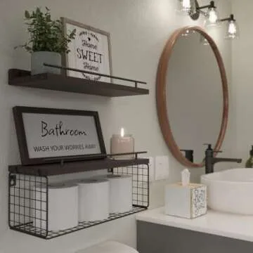 Stylish WOPITUES Floating Bathroom Shelves with Guardrail