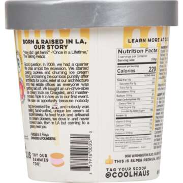 Coolhaus Bananas Foster Ice Cream, 1 Pint (473 mL), Gluten Free, Banana Brown Sugar Ice Cream with a Buttered Rum Caramel Swirl (Frozen)