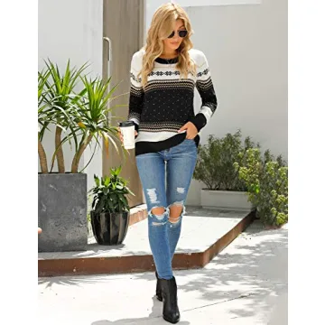 Festive Women's Holiday Knit Sweater Warm Winter Pullover