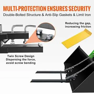 VEVOR 60" 4000 lbs Heavy Duty Pallet Forks with Adjustable Stabilizer Bar for Loader Bucket Skid Steer Tractor, Black