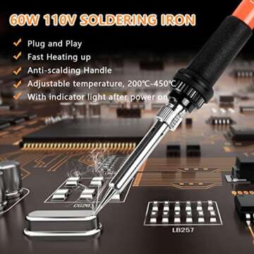 Soldering Iron, 60W 110V Adjustable Temperature Soldering Iron Pen, Portable Welding Tool, Fast Heat...