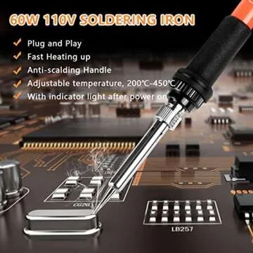 Soldering Iron, 60W 110V Adjustable Temperature Soldering Iron Pen, Portable Welding Tool, Fast Heat...