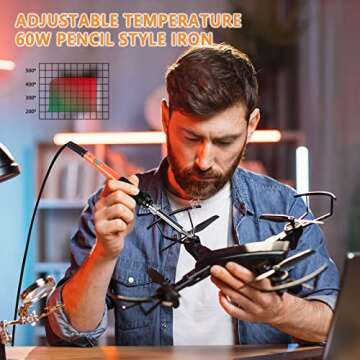 Soldering Iron, 60W 110V Adjustable Temperature Soldering Iron Pen, Portable Welding Tool, Fast Heating, for Electronic Repair, Jewelry, DIY