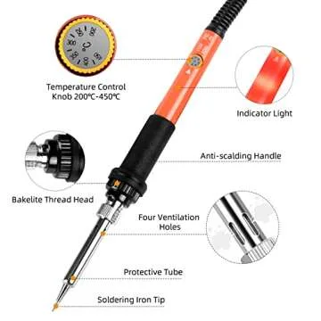 Soldering Iron, 60W 110V Adjustable Temperature Soldering Iron Pen, Portable Welding Tool, Fast Heating, for Electronic Repair, Jewelry, DIY