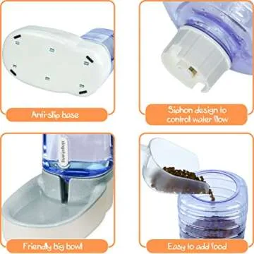 Gravity Cat Feeder and Cat Water Dispenser Automatic Dog Food Dispenser and Dog water Bowl Dispenser Cat Bowls for Food and Water Cat Automatic Feeders for Small Medium and Big Pets 1 Gallonx 2 (gray)