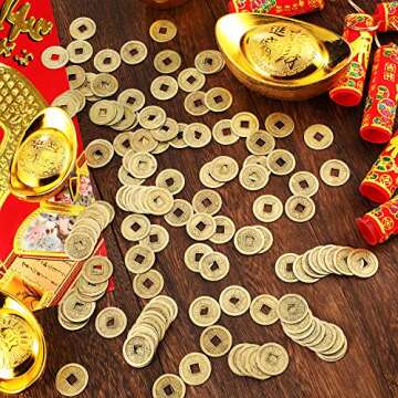 Boao 100 Pieces Chinese Coins Chinese New Year Feng Shui Coins I-Ching Ornament for Wealth and Good ...