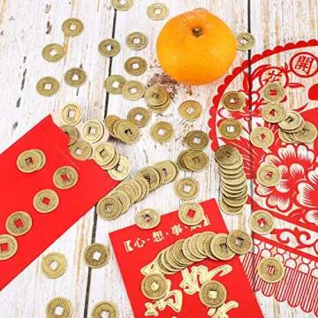 Boao 100 Pieces Chinese Coins Chinese New Year Feng Shui Coins I-Ching Ornament for Wealth and Good Luck (0.8 Inch)