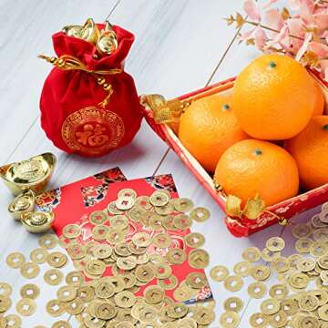 Boao 100 Pieces Chinese Coins Chinese New Year Feng Shui Coins I-Ching Ornament for Wealth and Good Luck (0.8 Inch)