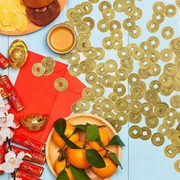 Boao 100 Pieces Chinese Coins Chinese New Year Feng Shui Coins I-Ching Ornament for Wealth and Good Luck (0.8 Inch)