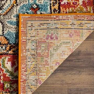 SAFAVIEH Monaco Collection Runner Rug - 2'2" x 12', Orange & Light Blue, Boho Chic Medallion Distressed Design, Non-Shedding & Easy Care, Ideal for High Traffic Areas in Living Room, Bedroom (MNC243H)
