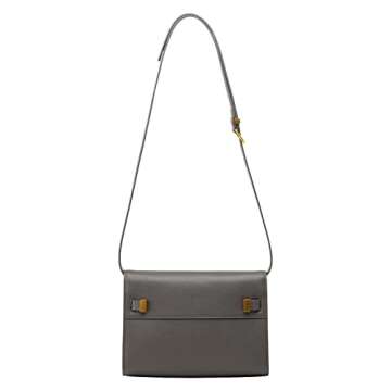 C.Paravano Women's Leather Handbag (Grey) - Elegant Clutch Tote for Everyday Use, Work, Parties, Cas...