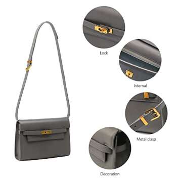 C.Paravano Women's Leather Handbag (Grey) - Elegant Clutch Tote for Everyday Use, Work, Parties, Casual Outings