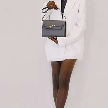 C.Paravano Women's Leather Handbag (Grey) - Elegant Clutch Tote for Everyday Use, Work, Parties, Casual Outings