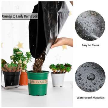 Melphoe Plant Repotting Mat Extra Thickened Stiffer PE Sturdy Coating, 27'' x 27'' Waterproof Transplanting Pad Indoor Succulent Potting Mat Portable Fordable Gardening Mat (Black)