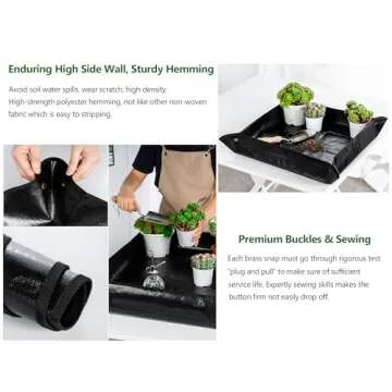 Melphoe Plant Repotting Mat Extra Thickened Stiffer PE Sturdy Coating, 27'' x 27'' Waterproof Transplanting Pad Indoor Succulent Potting Mat Portable Fordable Gardening Mat (Black)