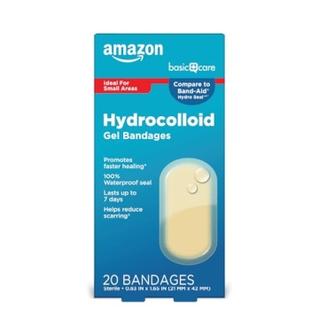 Amazon Basic Care Advanced Fast Healing Hydrocolloid Gel Bandages, 0.83 x 1.65 inches Adhesive Pads ...