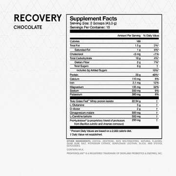 Momentous Recovery Grass-Fed Whey Protein Powder - 20g Post-Workout Whey Isolate Protein - NSF Certi...