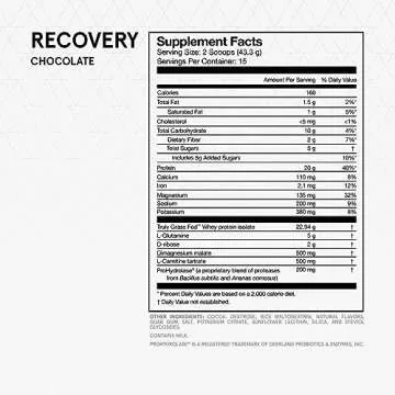 Momentous Recovery Grass-Fed Whey Protein Powder - 20g Post-Workout Whey Isolate Protein - NSF Certi...