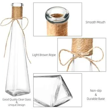 Nilos 10pcs Small Flower Vases for Centerpieces, Clear Glass Vases with Rope Design for Flowers, Vintage Farmhouse Style Mini Bud Vases in Bulk for Home Table Decor Wedding Decorations
