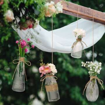 Nilos 10pcs Small Flower Vases for Centerpieces, Clear Glass Vases with Rope Design for Flowers, Vintage Farmhouse Style Mini Bud Vases in Bulk for Home Table Decor Wedding Decorations