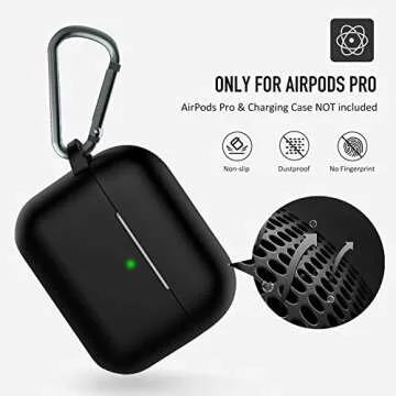 AirPods Pro Case Cover, Coffea Protective Silicone Case with Keychain for Apple AirPod Pro, Black [U...