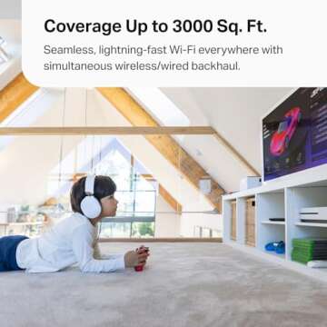 TP-Link Tri-Band WiFi 7 BE10000 Whole Home Mesh System (Deco BE63) | 6-Stream 10 Gbps | 4 × 2.5G Ports Wired Backhaul, 4× Smart Internal Antennas | VPN, AI-Roaming, MU-MIMO, HomeShield (1-Pack)